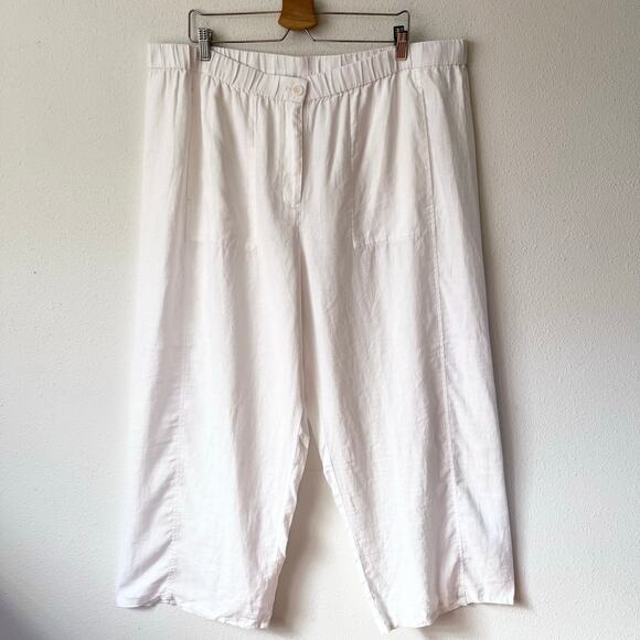 Eileen Fisher White Linen Pants Lagenlook Wide Leg // Plus Size 2X - Picture 1 of 3